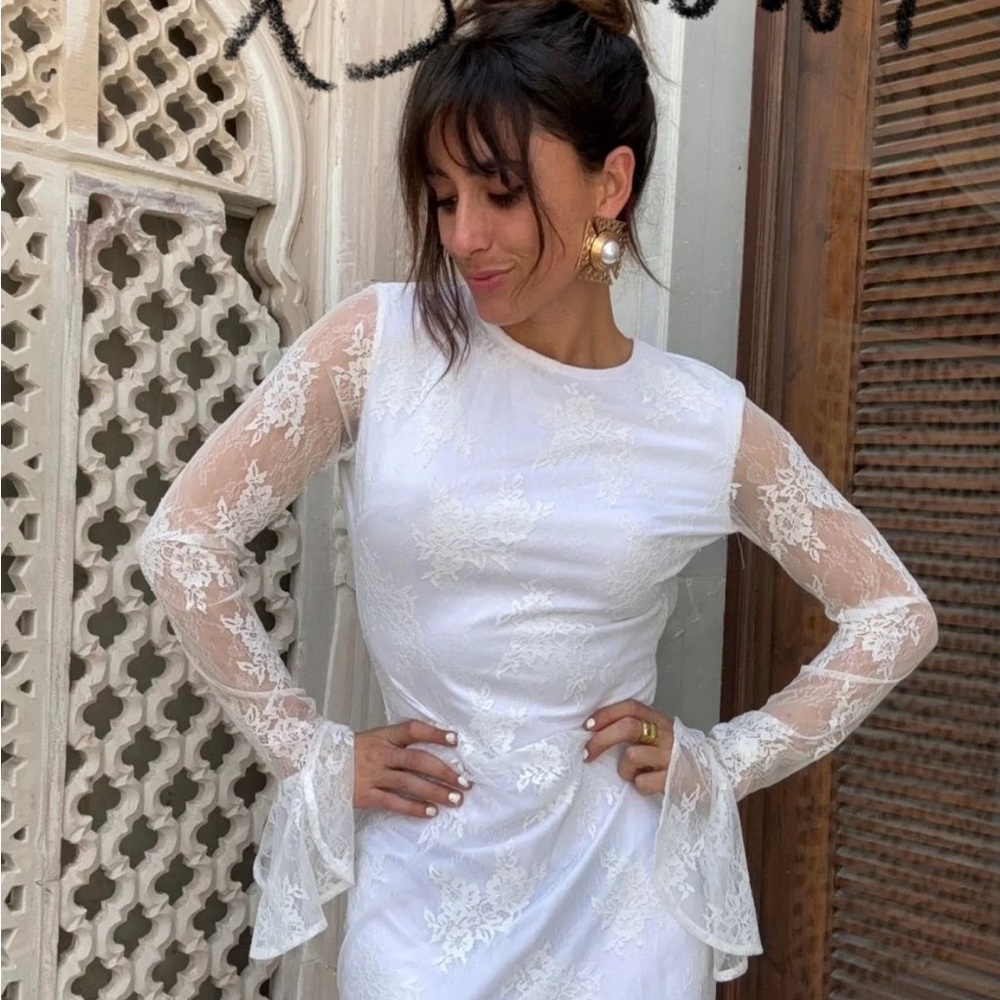 12th Tribe White Lace Mini Dress